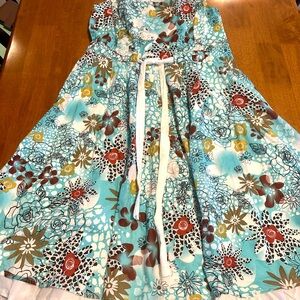 Lapis Floral Patterned Cotton Sleeveless Dress
